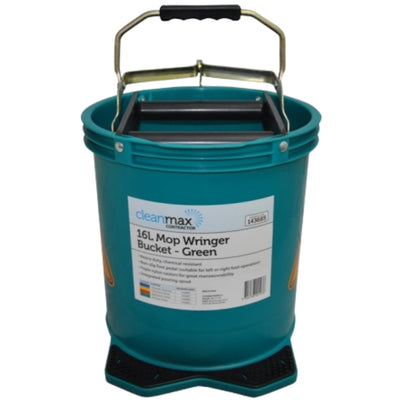 Cleanmax Contractor Mop Wringer Bucket — Green, 16L, Side-Press