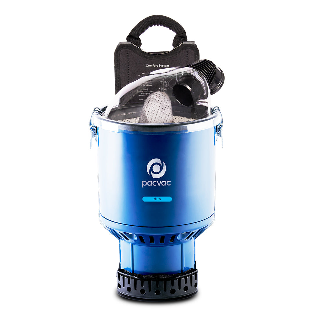 Pacvac Backpack Vacuum Duo — Commercial By-Pass Motor HEPA Backpack Vac