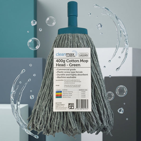 Cleanmax Cotton Mop Head Contractor Green — 400g