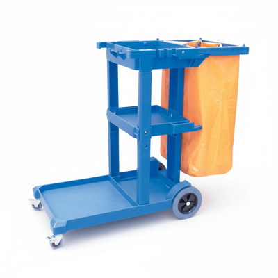 Cleanmax Janitors Cart With Bag Blue