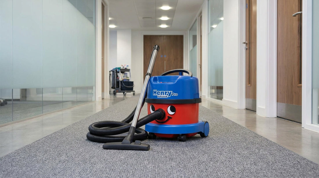 Henry Pro HVR200B commercial canister vacuum in a professional facility environment