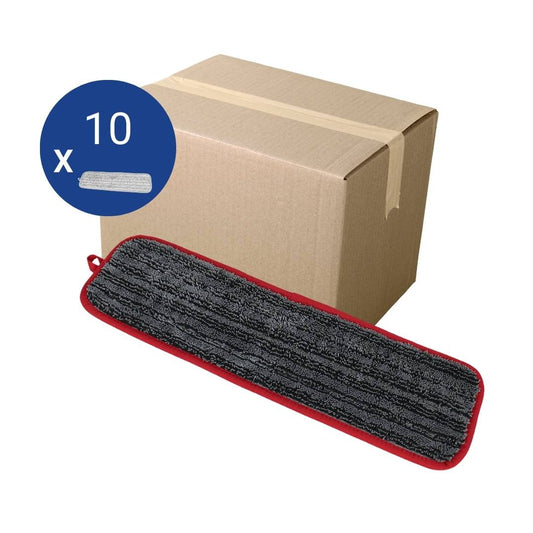 Sabco UltraClean Microfibre Antibacterial Flat Mop Pad — Red, Pack 10