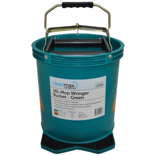 Cleanmax Mop Wringer Bucket Contractor Green 16L Each