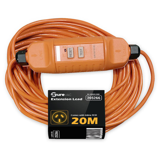 Surevac Extension Lead 20M 10Amp C/W Inline Rcd EX