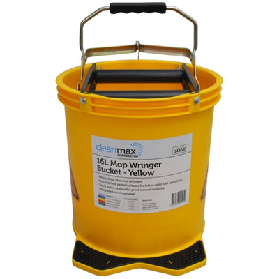 Cleanmax Mop Wringer Bucket Contractor Yellow — 16L