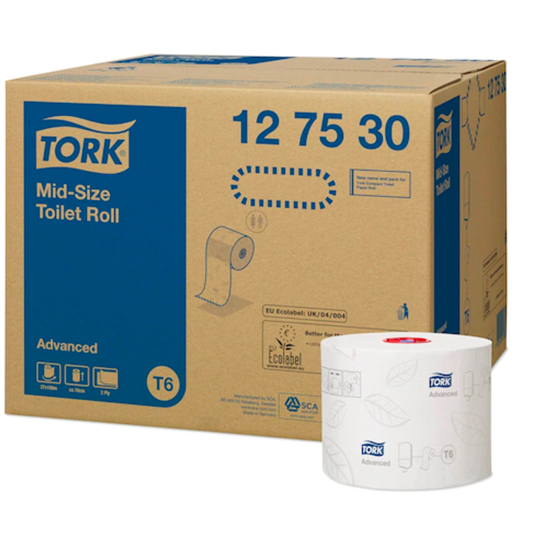 Tork Toilet Roll Advanced Compact T6 — 2 Ply, 100m, Carton of 27