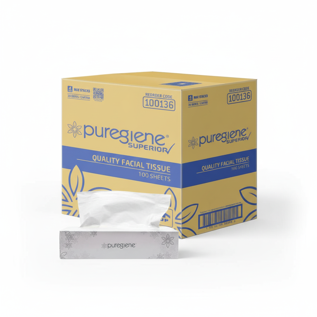 Puregiene Facial Tissue Superior — 2 Ply, 100 Sheet, Carton of 30