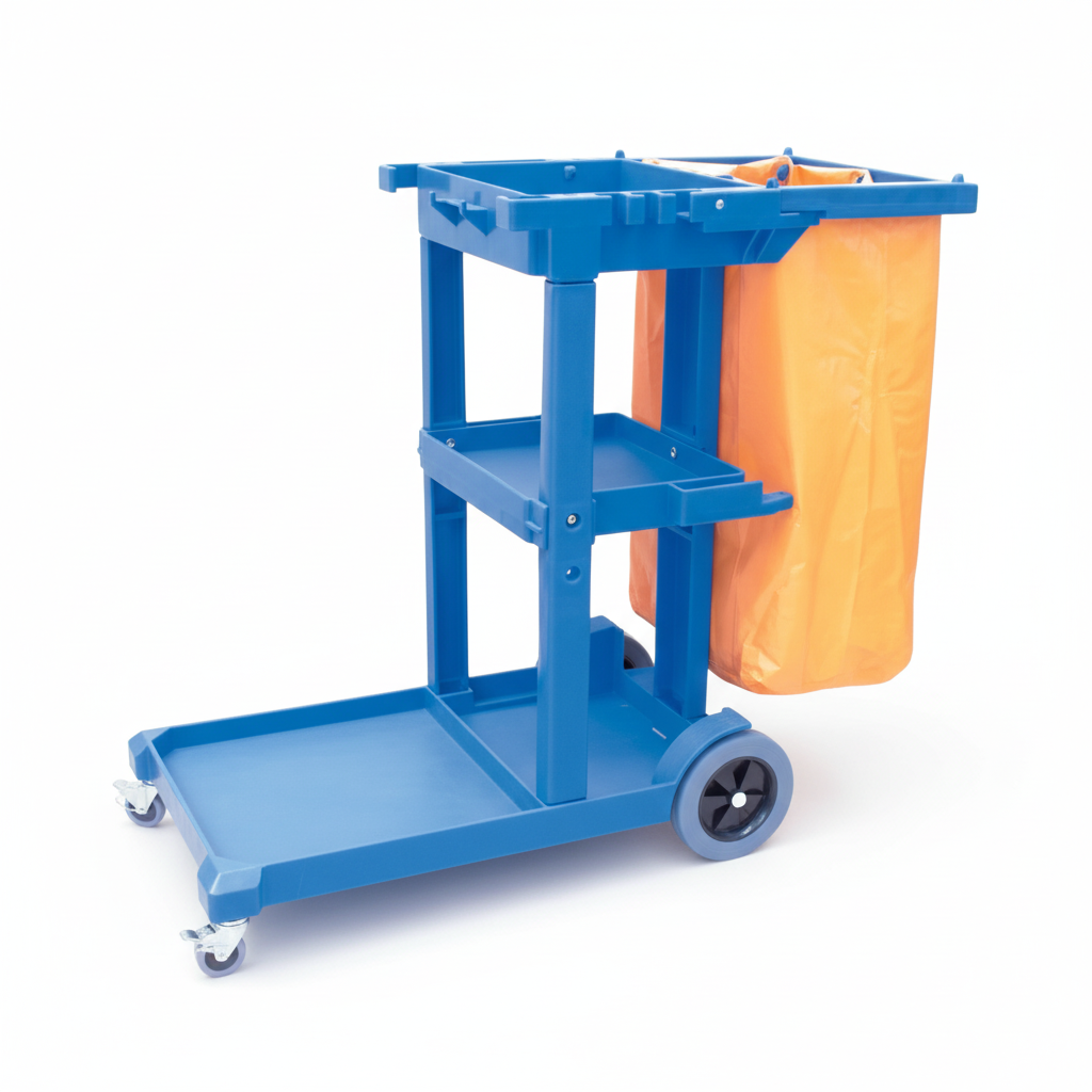 Cleanmax Janitors Cart With Bag Blue