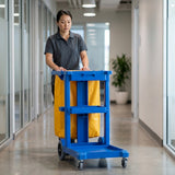 Cleanmax Janitors Cart With Bag Blue