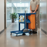 Cleanmax Janitors Cart With Bag Blue