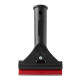 Black squeegee with red blade on a white background