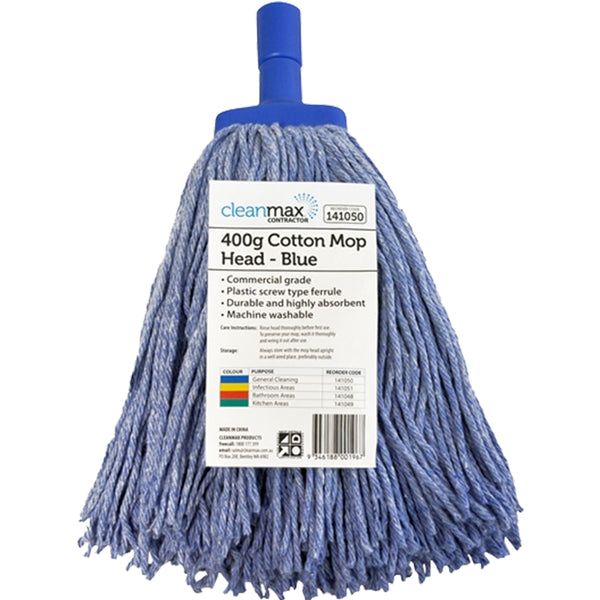 Cleanmax Cotton Mop Head Contractor Blue — front view