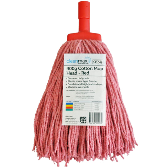Cleanmax Cotton Mop Head Contractor Red 400g Each